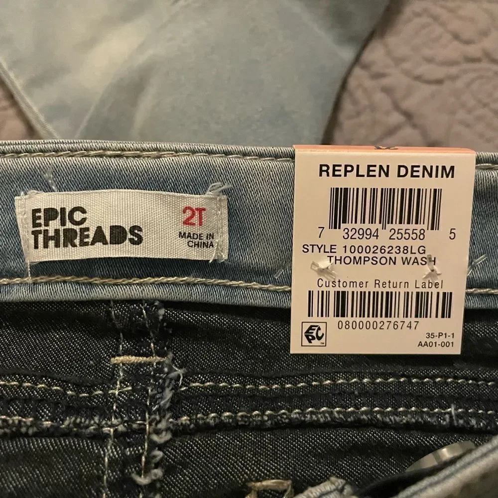 NEW EPIC THREADS denim jeans 2T - Picture 4 of 4